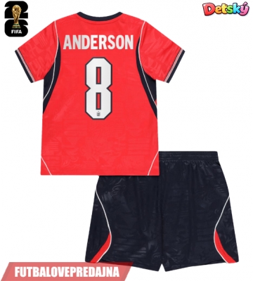 Lacne Dětský Futbalové dres Anglicko Elliot Anderson #8 MS 2026 Krátky Rukáv - Preč (+ trenírky)